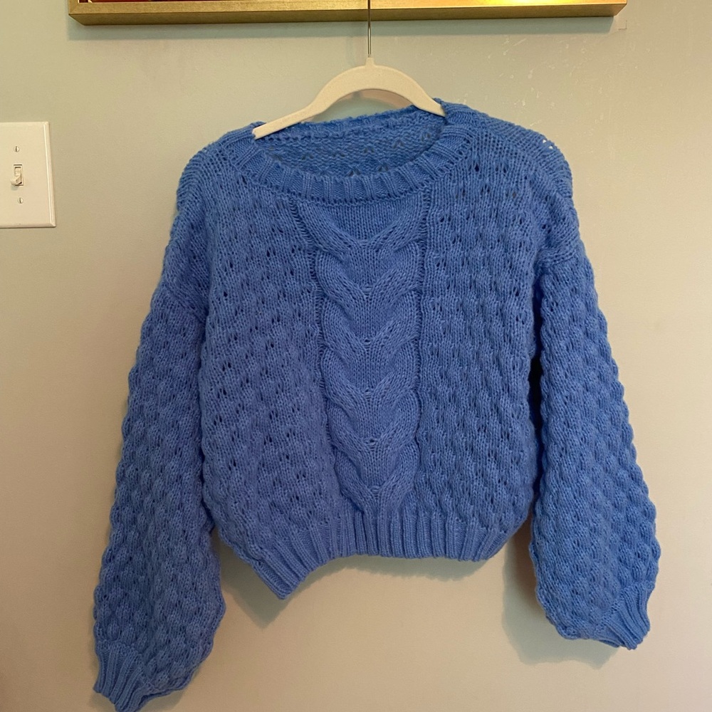 Blue Cable Knit Sweater